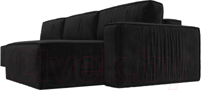 Диван угловой Лига Диванов Прага Модерн Лонг правый (велюр черный)