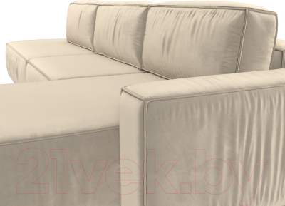 Диван угловой Лига Диванов Прага Модерн Лонг правый (микровельвет бежевый)