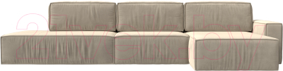 Диван угловой Лига Диванов Прага Модерн Лонг правый (микровельвет бежевый)