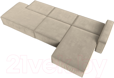Диван угловой Лига Диванов Прага Модерн Лонг правый (микровельвет бежевый)