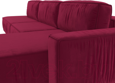 Диван угловой Лига Диванов Прага Модерн Лонг правый (микровельвет бордовый)