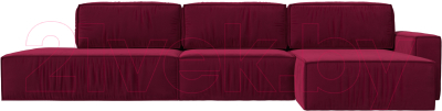 Диван угловой Лига Диванов Прага Модерн Лонг правый (микровельвет бордовый)