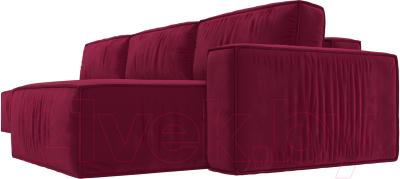 Диван угловой Лига Диванов Прага Модерн Лонг правый (микровельвет бордовый)