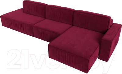 Диван угловой Лига Диванов Прага Модерн Лонг правый (микровельвет бордовый)