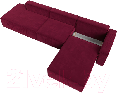 Диван угловой Лига Диванов Прага Модерн Лонг правый (микровельвет бордовый)
