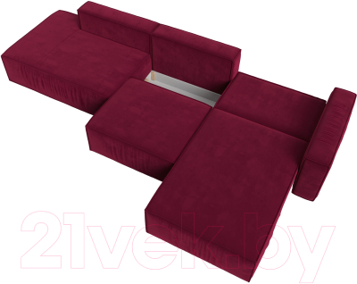 Диван угловой Лига Диванов Прага Модерн Лонг правый (микровельвет бордовый)