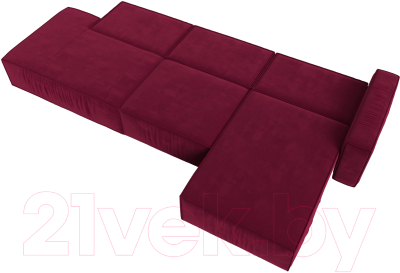 Диван угловой Лига Диванов Прага Модерн Лонг правый (микровельвет бордовый)