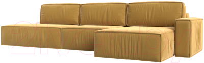 Диван угловой Лига Диванов Прага Модерн Лонг правый (микровельвет желтый) - фото