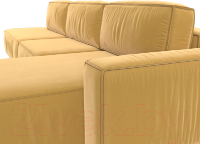 Диван угловой Лига Диванов Прага Модерн Лонг правый (микровельвет желтый)