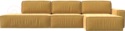 Диван угловой Лига Диванов Прага Модерн Лонг правый (микровельвет желтый)