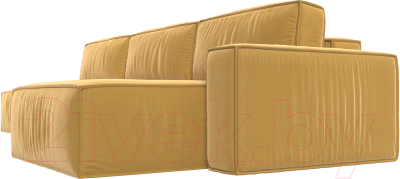 Диван угловой Лига Диванов Прага Модерн Лонг правый (микровельвет желтый)