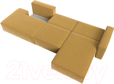 Диван угловой Лига Диванов Прага Модерн Лонг правый (микровельвет желтый)