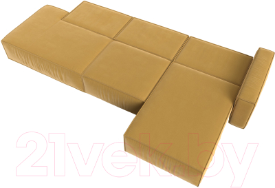 Диван угловой Лига Диванов Прага Модерн Лонг правый (микровельвет желтый)