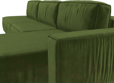 Диван угловой Лига Диванов Прага Модерн Лонг правый (микровельвет зеленый)