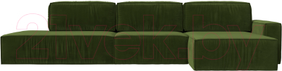 Диван угловой Лига Диванов Прага Модерн Лонг правый (микровельвет зеленый)
