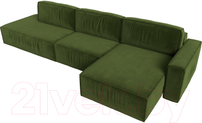 Диван угловой Лига Диванов Прага Модерн Лонг правый (микровельвет зеленый)