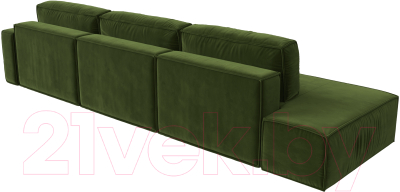 Диван угловой Лига Диванов Прага Модерн Лонг правый (микровельвет зеленый)