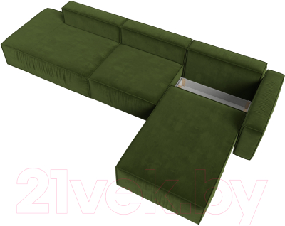 Диван угловой Лига Диванов Прага Модерн Лонг правый (микровельвет зеленый)