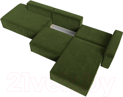 Диван угловой Лига Диванов Прага Модерн Лонг правый (микровельвет зеленый)