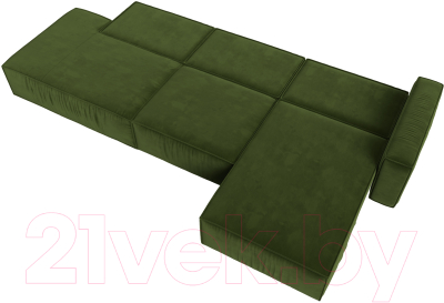 Диван угловой Лига Диванов Прага Модерн Лонг правый (микровельвет зеленый)