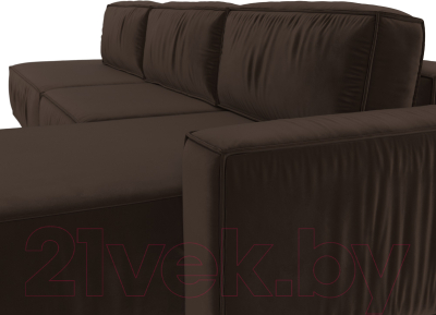 Диван угловой Лига Диванов Прага Модерн Лонг правый (микровельвет коричневый)