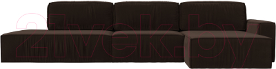 Диван угловой Лига Диванов Прага Модерн Лонг правый (микровельвет коричневый)