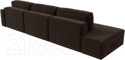 Диван угловой Лига Диванов Прага Модерн Лонг правый (микровельвет коричневый)