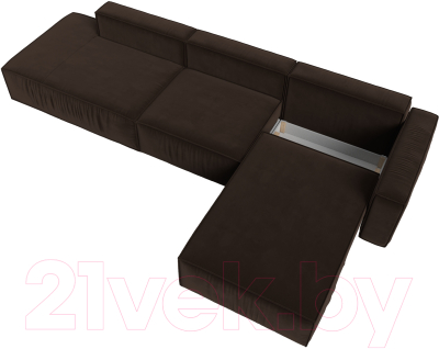 Диван угловой Лига Диванов Прага Модерн Лонг правый (микровельвет коричневый)