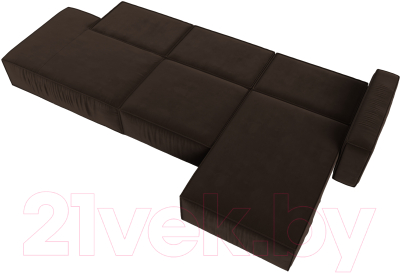 Диван угловой Лига Диванов Прага Модерн Лонг правый (микровельвет коричневый)