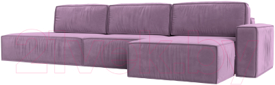 Диван угловой Лига Диванов Прага Модерн Лонг правый (микровельвет сиреневый) - фото