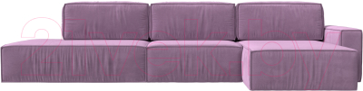 Диван угловой Лига Диванов Прага Модерн Лонг правый (микровельвет сиреневый)