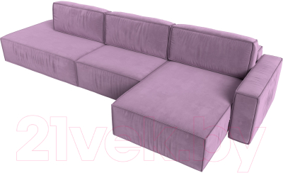 Диван угловой Лига Диванов Прага Модерн Лонг правый (микровельвет сиреневый)