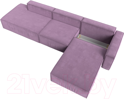 Диван угловой Лига Диванов Прага Модерн Лонг правый (микровельвет сиреневый)