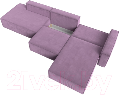 Диван угловой Лига Диванов Прага Модерн Лонг правый (микровельвет сиреневый)