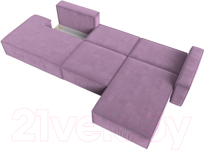 Диван угловой Лига Диванов Прага Модерн Лонг правый (микровельвет сиреневый)