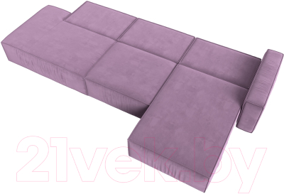 Диван угловой Лига Диванов Прага Модерн Лонг правый (микровельвет сиреневый)