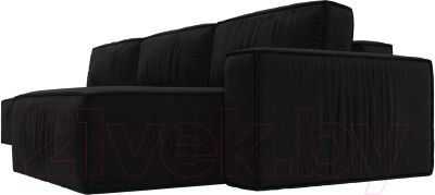 Диван угловой Лига Диванов Прага Модерн Лонг правый (микровельвет черный)