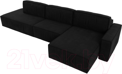 Диван угловой Лига Диванов Прага Модерн Лонг правый (микровельвет черный)