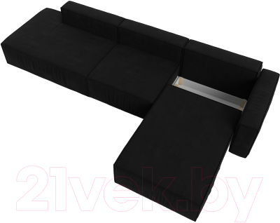 Диван угловой Лига Диванов Прага Модерн Лонг правый (микровельвет черный)
