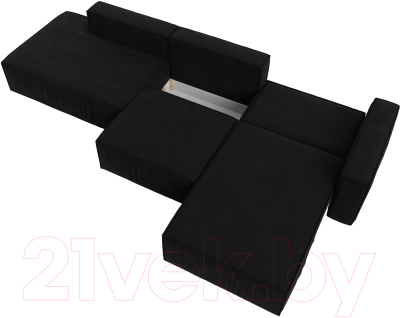 Диван угловой Лига Диванов Прага Модерн Лонг правый (микровельвет черный)