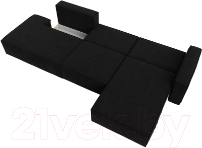 Диван угловой Лига Диванов Прага Модерн Лонг правый (микровельвет черный)