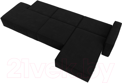 Диван угловой Лига Диванов Прага Модерн Лонг правый (микровельвет черный)