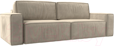 Диван Лига Диванов Прага Классик (микровельвет бежевый) - фото