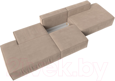 Диван Лига Диванов Прага Лофт Лонг (велюр бежевый)