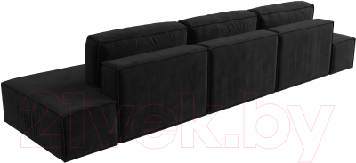 Диван Лига Диванов Прага Лофт Лонг (велюр черный)