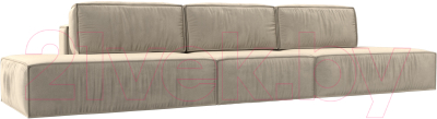 Диван Лига Диванов Прага Лофт Лонг (микровельвет бежевый) - фото