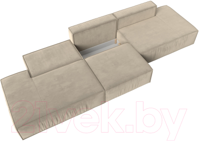 Диван Лига Диванов Прага Лофт Лонг (микровельвет бежевый)