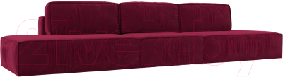 Диван Лига Диванов Прага Лофт Лонг (микровельвет бордовый) - фото