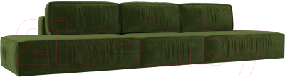 Диван Лига Диванов Прага Лофт Лонг (микровельвет зеленый) - фото