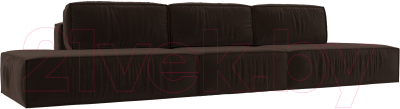 Диван Лига Диванов Прага Лофт Лонг (микровельвет коричневый) - фото